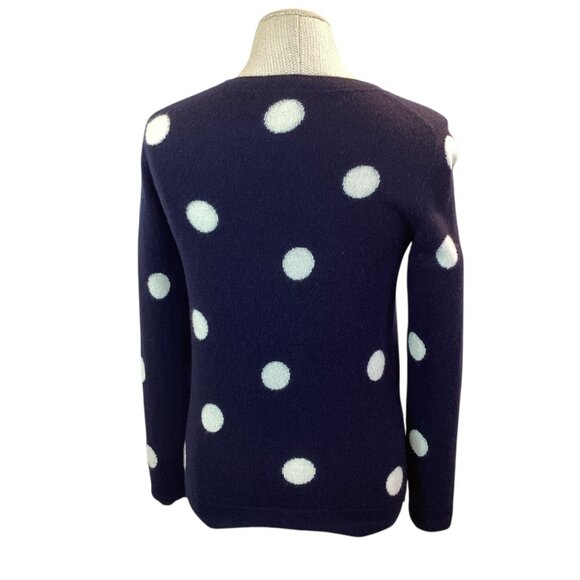 Boden Womens Cashmere Polka Dot Sweater Small Navy/White - Picture 5 of 9